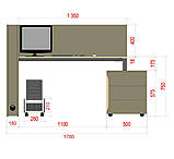 Дизайнерські столи для офісу на двох Salita Co_d 35-15 Оливка, фото 6