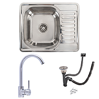 Кухонний комплект: Мийка Valeso (58x48 см) полірована + Змішувач NESC4