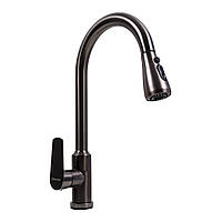 Кухонний змішувач TH38 Valeso PVD чорний з висувною лійкою