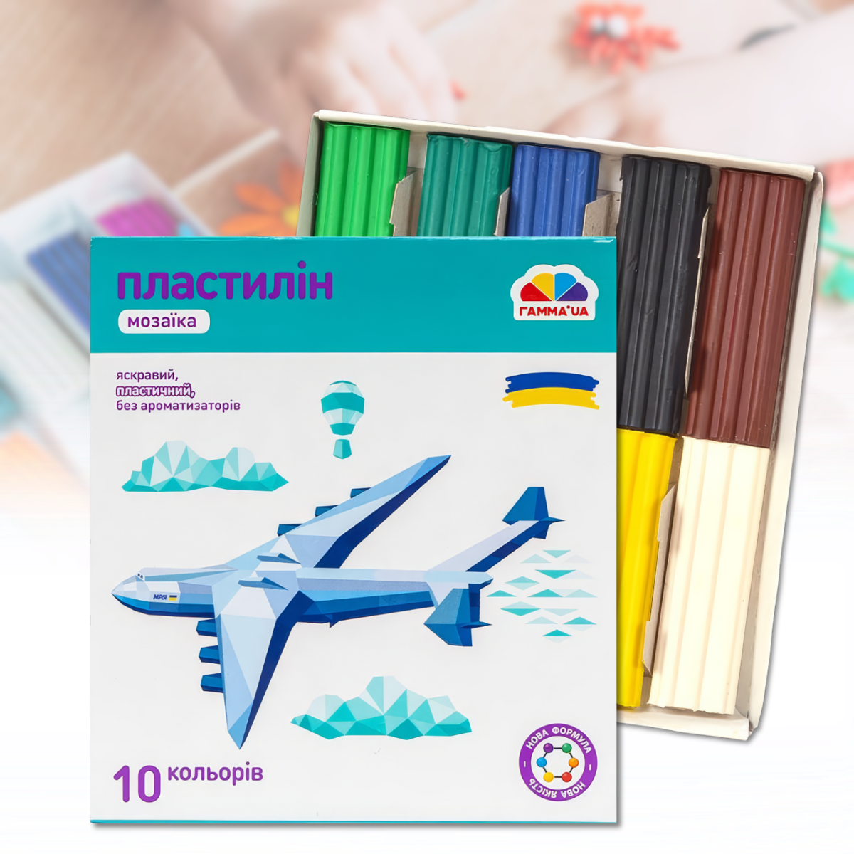 Пластилін восковий "Мозаїка" на 10 кольорів "Гамма" 120 г Упаковка 1 шт., фото 1