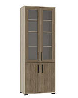 Шафа 4-х дверна з 2-ма скляними дверцятами та полицями