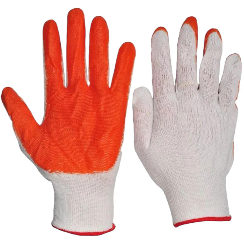 Рукавички робочі стрейчеві помаранчеві з латексним покриттям / Рукавиці захисні 12пар/уп
