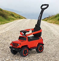 Каталка-толокар Spoko SP-219 з батьківською ручкою червона машинка з кермом та фарами пластикова