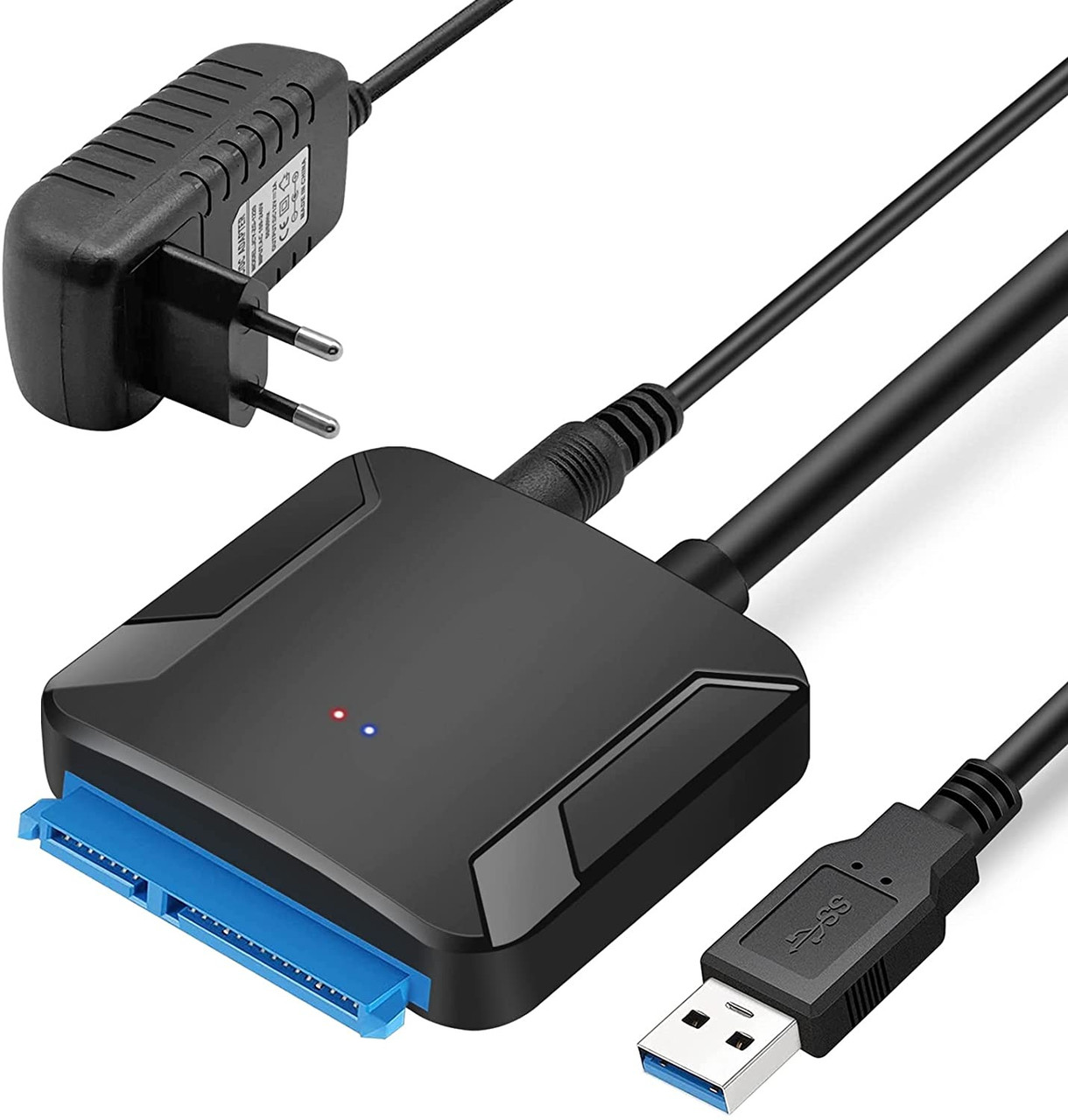 Перехідник адаптер USB3.0 на SATA III/5Gbps для SSD/HDD2.5/HDD3.5 + блок живлення, фото 1
