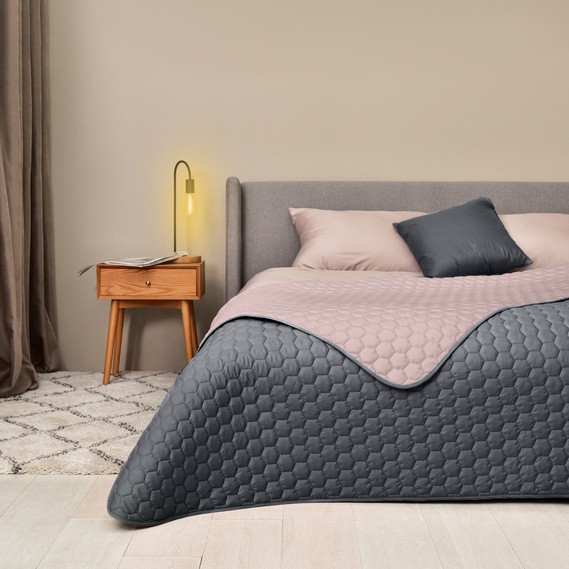 Покривало 220х240см двустороннє Silhouette тм Ідея Сірий, фото 1