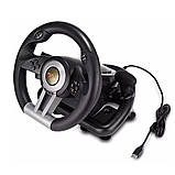 Ігрове кермо PXN V3PRO з вібрацією педалями гальма та газу Універсальний джойстик-кермо для PS3/4 X-ONE ПК, фото 2