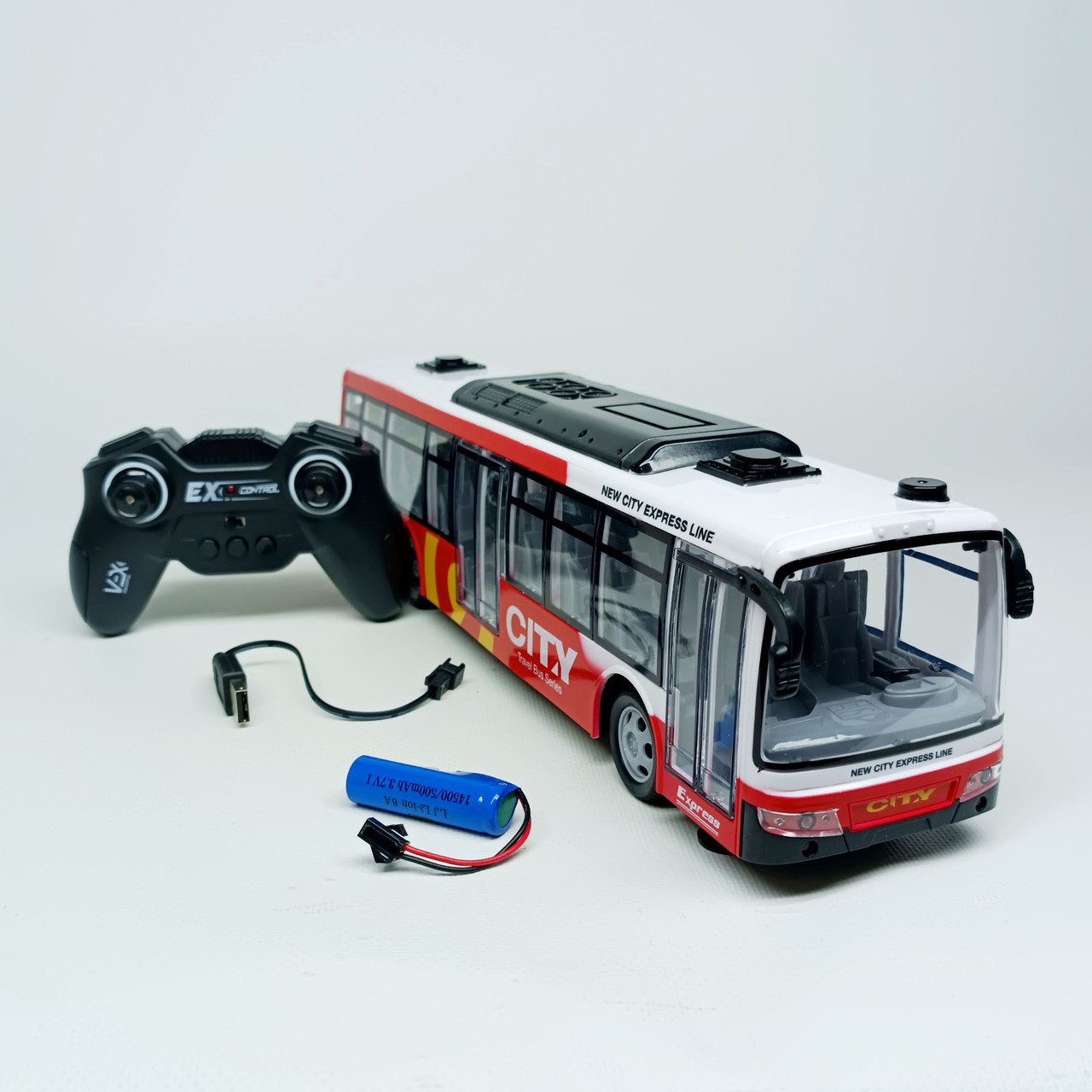 Автобус на радіокеруванні City Bus 666-695NA-red — червоний, 36 см, з підсвіткою та акумулятором, фото 1
