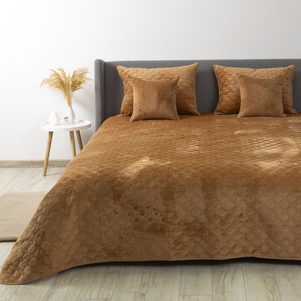 Покривало ТЕП "VELOUR" Кавове/Ромб круглий, 150x210, фото 1