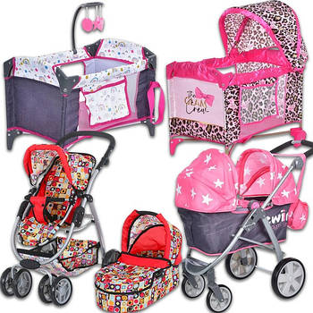 Коляски та ліжечка для ляльок