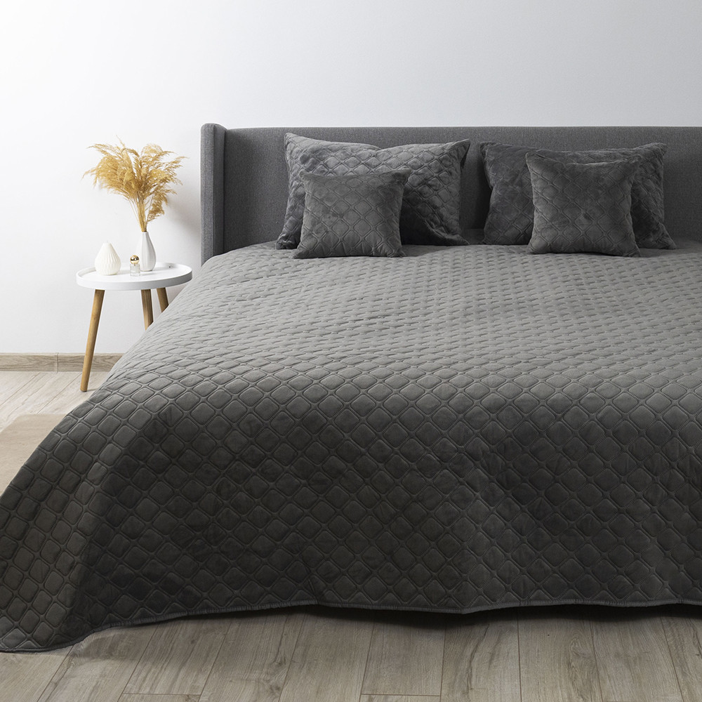 Покривало ТЕП "VELOUR" Сіре/Ромб круглий, 240x260, фото 1