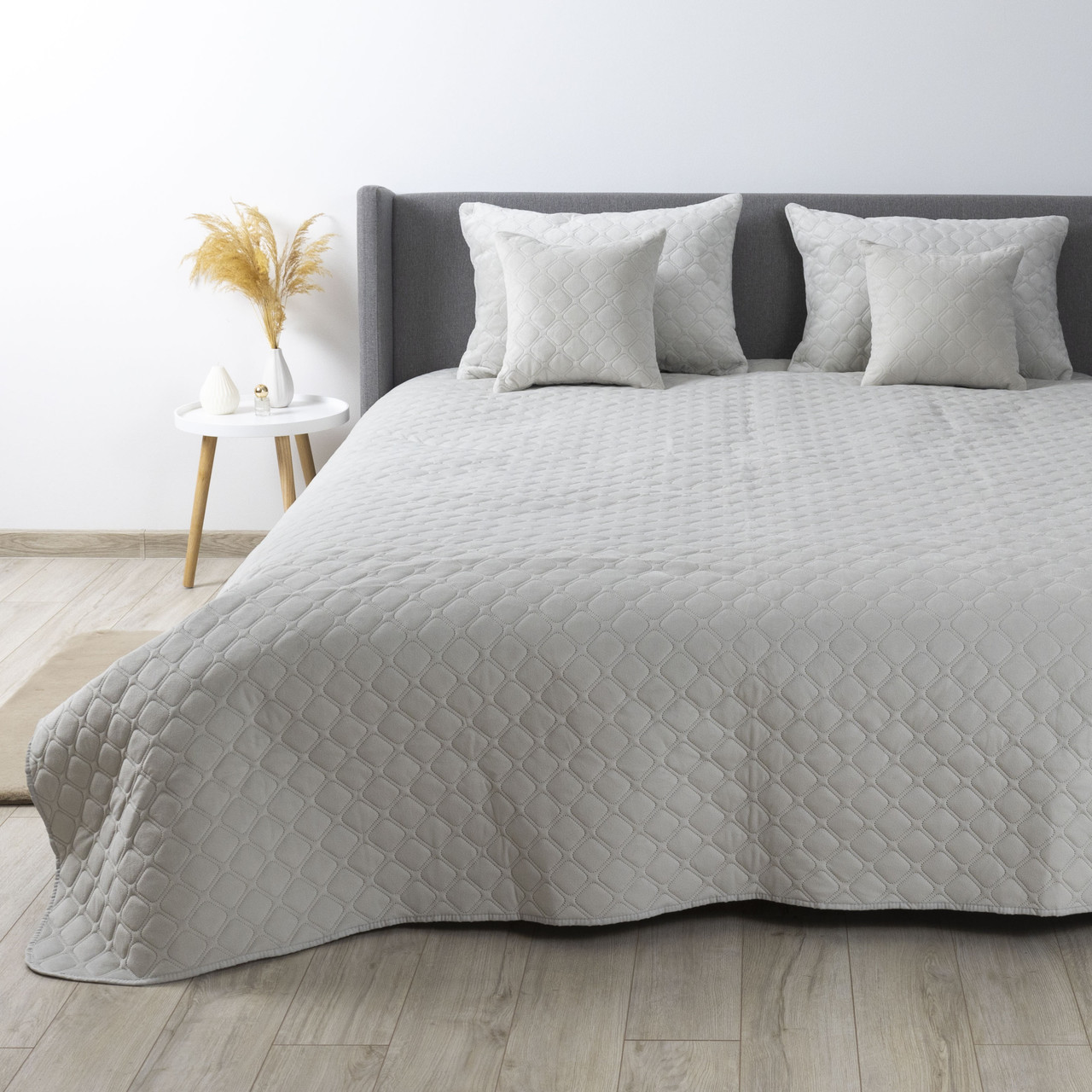 Покривало ТЕП "VELOUR" Світло-сіре/Ромб круглий, 220x240, фото 1