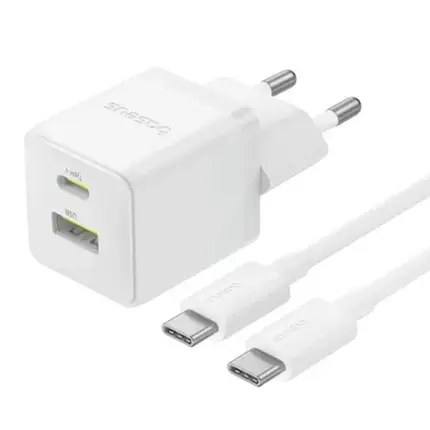 МЗП Baseus Palm Fast Charger Type-C+USB 30W с Cable Type-C to Type-C 60W 20V/3A 1m P1011160A213-01 White, фото 1