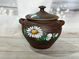 Супник глиняний ручної роботи 3 л ромашка