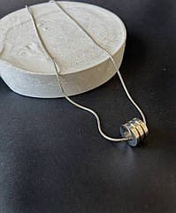 Ланцюжок з кулоном у вигляді кільця колір срібло нержавіюча сталь