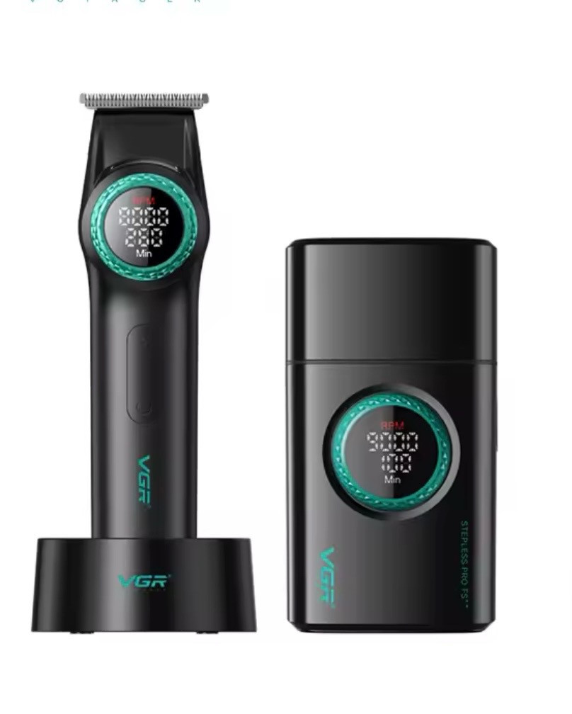 Набір для стрижки та гоління VGR Rechargeable Combo V-977 & V-377 Black, фото 1