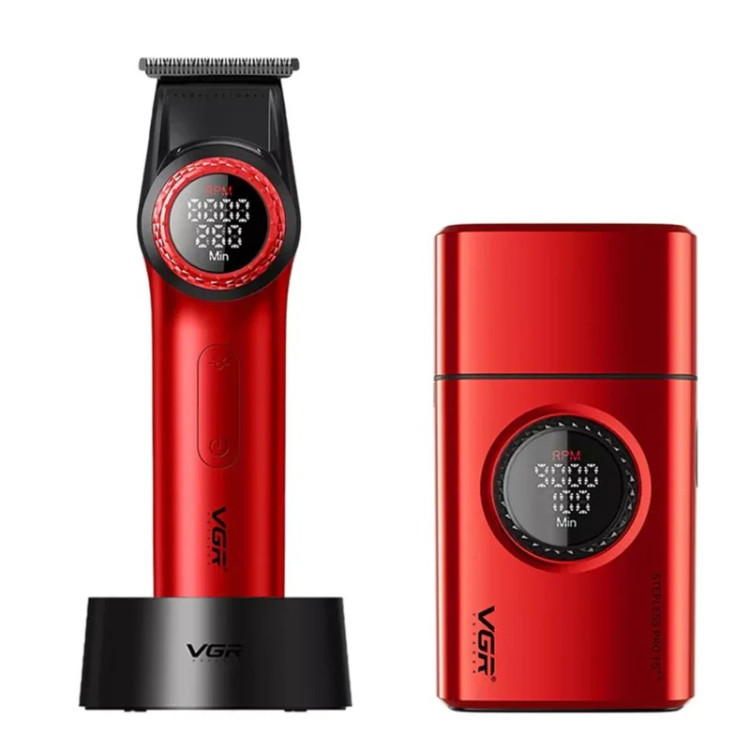 Набір для стрижки та гоління VGR Rechargeable Combo V-977 & V-377 Red, фото 1