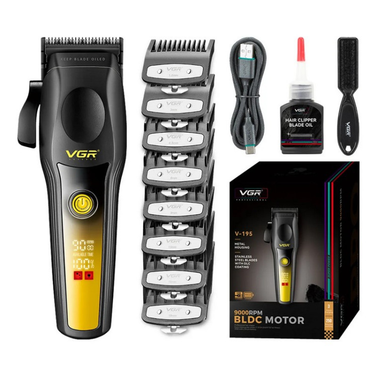 Професійна машинка для стрижки VGR Professional BLDC Motor V-195 Gold, фото 1