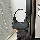 Жіноча маленька сумка багет 10642 чорна, фото 3