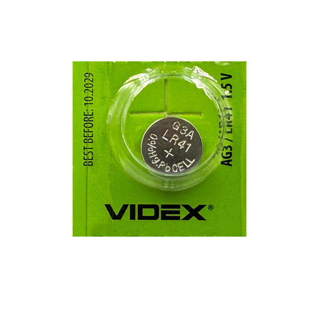 Годинникова батарейка LR41 / LR736 / AG3 Videx Alkaline (1.5v) 1шт., фото 1