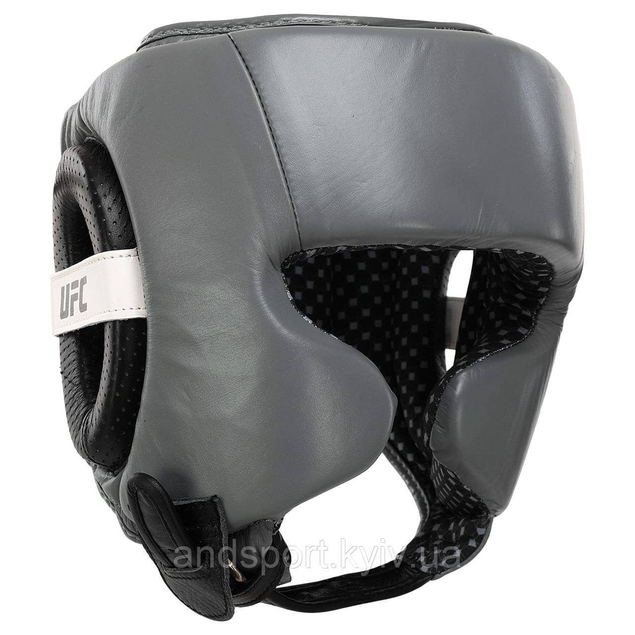Шолом боксерський у мексиканському стилі шкіряний UFC PRO Training UHK-69959 M срібний-чорний Код UHK-69959