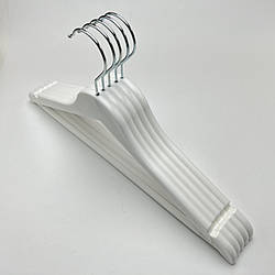 Вішалки тремпеля плічка для одягу пластикові білі W-MG44 в упаковці 5 штук, довжина 440 мм