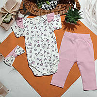 Ошатний костюмчик на дівчинку 3-6 місяців 68 розмір тканина рубчик