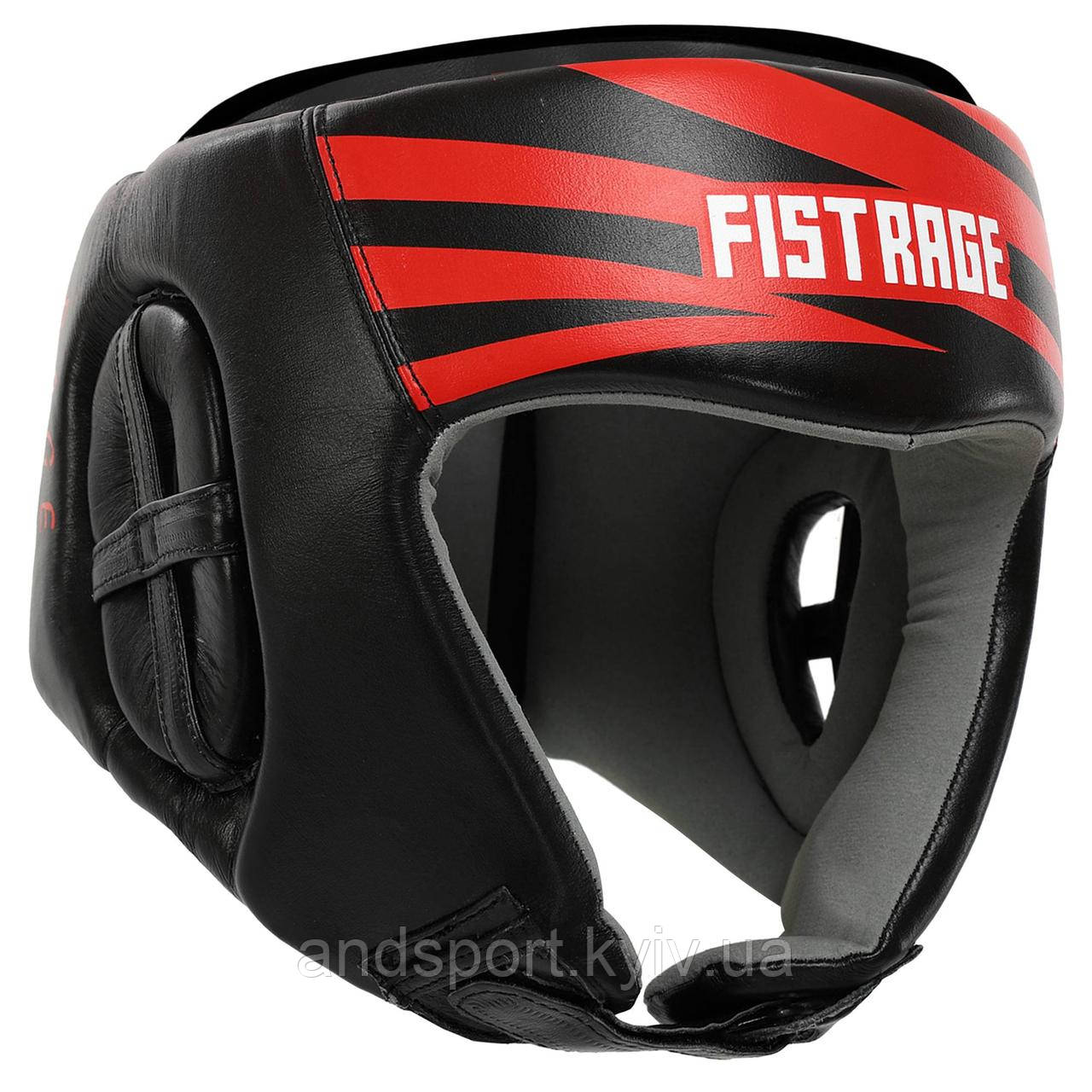 Шолом боксерський відкритий шкіряний FISTRAGE RAGE VL-6369 S-XL чорний-червоний Код VL-6369