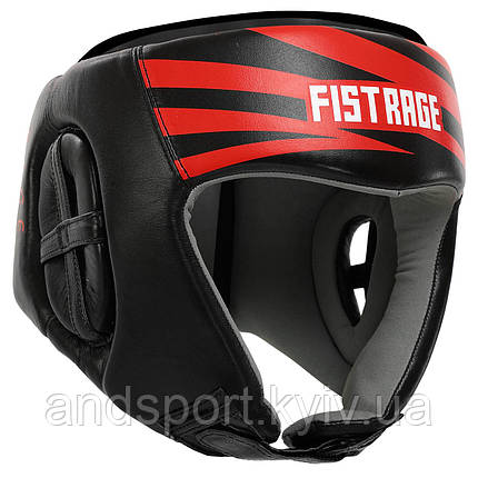 Шолом боксерський відкритий шкіряний FISTRAGE RAGE VL-6369 S-XL чорний-червоний Код VL-6369, фото 1