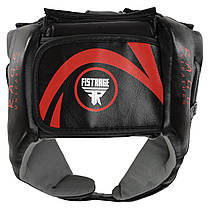 Шолом боксерський відкритий шкіряний FISTRAGE RAGE VL-6369 S-XL чорний-червоний Код VL-6369, фото 3