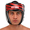 Шолом боксерський відкритий шкіряний FISTRAGE RAGE VL-6369 S-XL чорний-червоний Код VL-6369, фото 8
