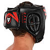 Шолом боксерський відкритий шкіряний FISTRAGE RAGE VL-6369 S-XL чорний-червоний Код VL-6369, фото 10