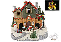 Музична фігура Будинок з LED-підсвіткою й обертанням,22.5*23*22.5 см, пісня Jingle Bells, USB-кабель (890-258)