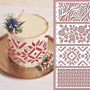 Набір трафаретів для торта 4 шт, бічні 100 мм 0,5 мм (440х280)