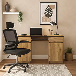 Стильний вузький двотумбовий письмовий комп'ютерний стіл 135 см для ноутбука для дому Бруклін Мебель Сервіс