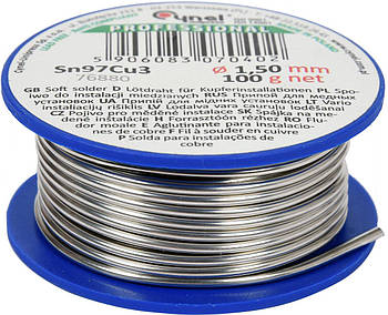Припій для паяння міді CYNEL : Ø 1.5 мм, дротяний на котушці m= 100 г [60]
