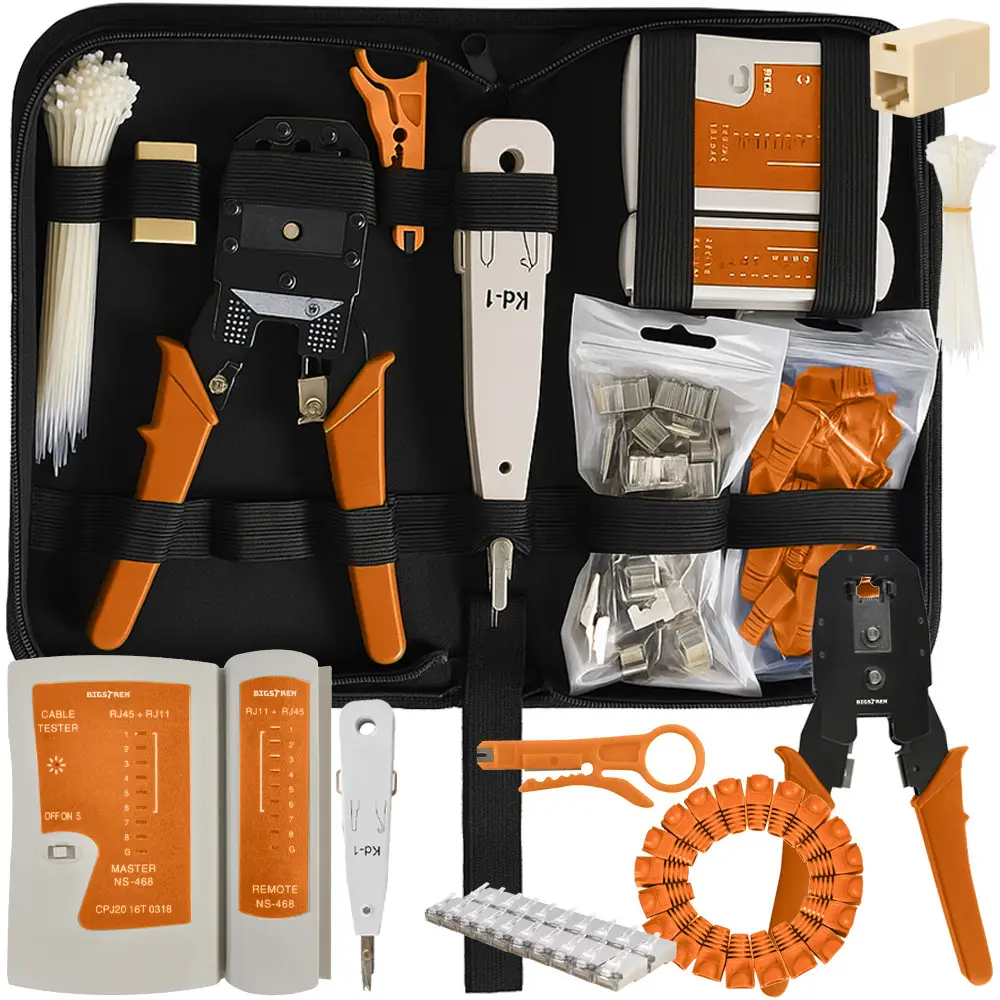 Набір інструментів мережевих BIGSTREN 145 в 1 з тестером RJ45/RJ11, фото 1