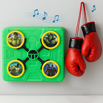 Музичний тренажер для боксу 32х4х3см, з Bluetooth + Рукавички, USB, Салатовий / Мета для боксу / Боксерський тренажер