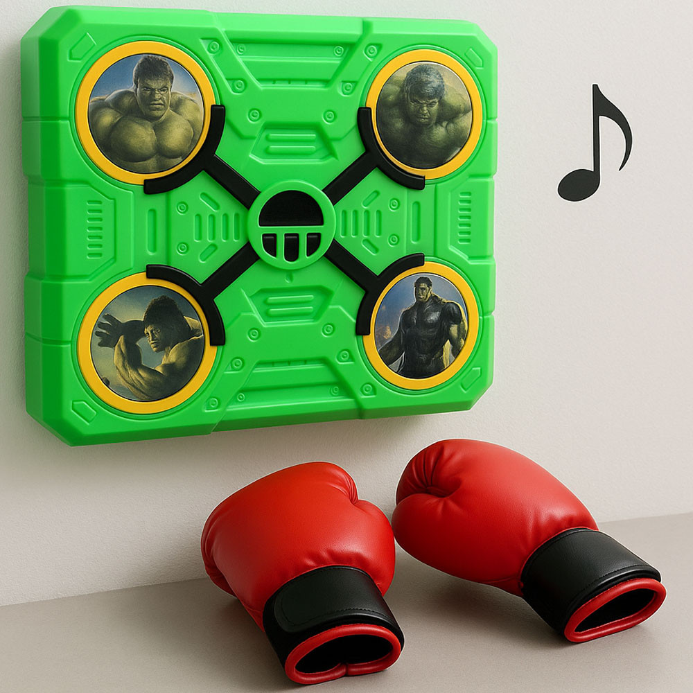 Музичний тренажер для боксу 32х4х3см, з Bluetooth + Рукавички, USB, Салатовий / Мета для боксу / Боксерський тренажер, фото 1