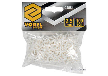 Хрестики дистанційні багаторазові для плитки VOREL : тип U, 2,5 мм. 100 (Уп/Шт.)(DW)