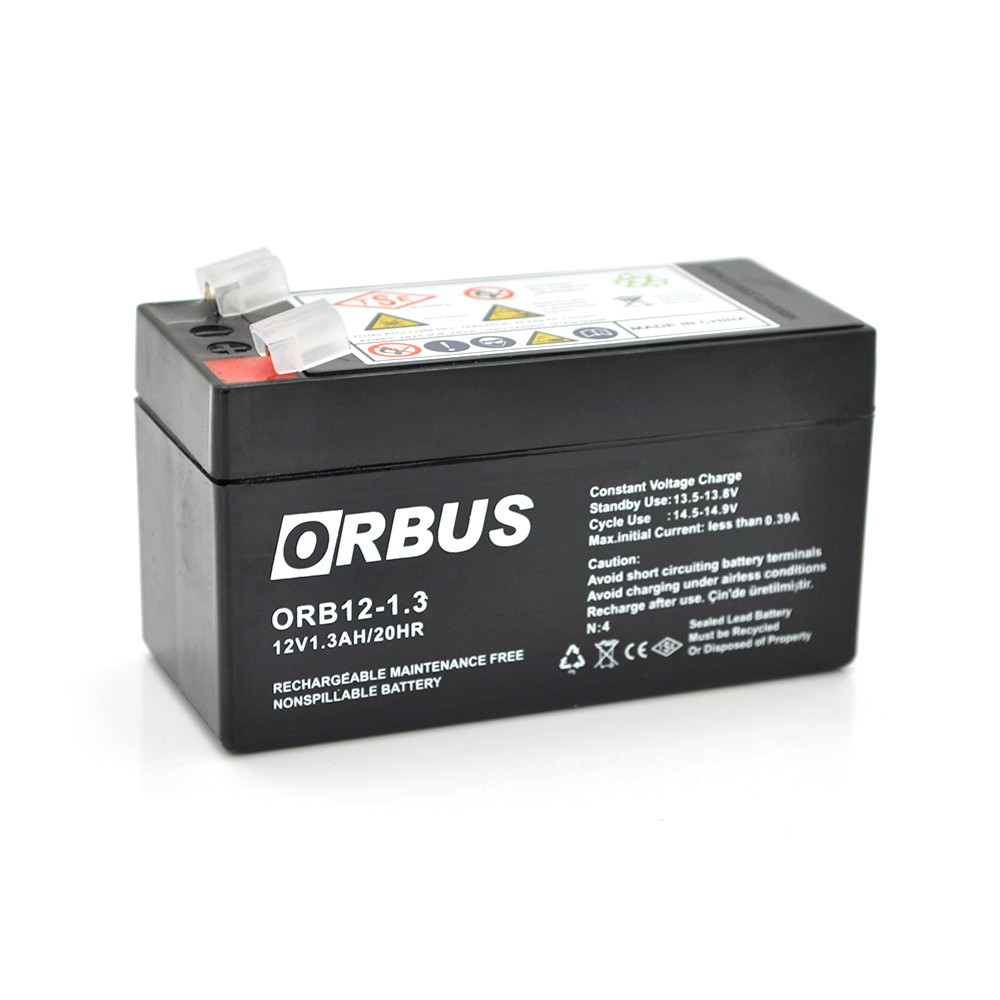 Акумуляторна батарея ORBUS ORB1213 AGM 12V 1,3Ah (98 х 44 х 53 (59)) 0.525 kg Q20/450, фото 1