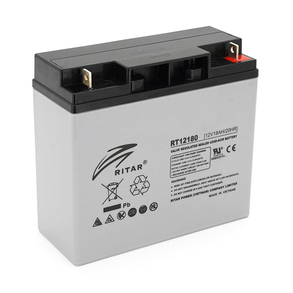 Акумуляторна батарея AGM RITAR RT12180GL5, Gray Case, 12V 18.0Ah (177х75х167 ) Q4, фото 1