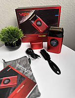 Електробритва VGR V-377 RED акумуляторний шейвер для гоління бороди та вусів регулювання потужності LED-дисплей