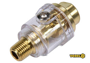 Маслянка для пневмоінструментів лінійна VOREL : 5 мл, 0.8 МПа, 1/4" [20/100]