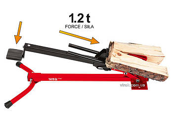 Дроворуб ножний YATO : до заготівки l= 430 мм, Ø = 60-180 мм, сила натиску — 1.2 т [2]