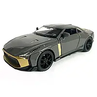 Іграшкова машинка металева (Nissan GT-R 50), нісаан, сірий, звук, світло, інерція, відкр двері, багажник.