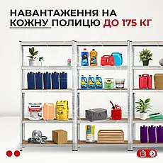 Стелаж | 180х90х40 см | чорний | 4 полиць МДФ | універсальний | оцинкований | міцний | не псує підлогу, фото 4