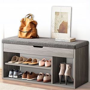 Банкетка в передпокій із сидінням, полицями та відкидною кришкою 28×80×44 см