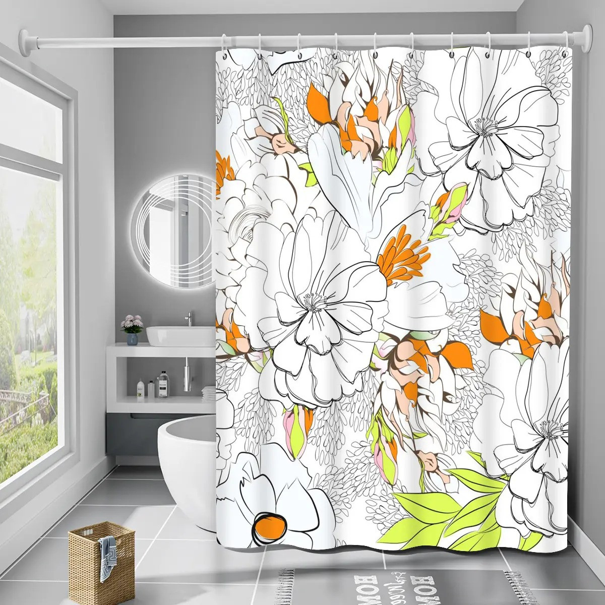 Шторка для ванни та душу з поліестеру водонепроникна Bathlux 180x180 см з кільцями для ванної кімнати