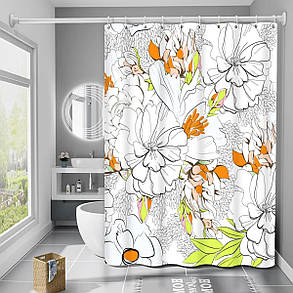 Шторка для ванни та душу з поліестеру водонепроникна Bathlux 180x180 см з кільцями для ванної кімнати, фото 1