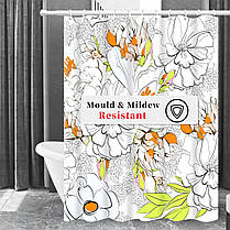 Шторка для ванни та душу з поліестеру водонепроникна Bathlux 180x180 см з кільцями для ванної кімнати, фото 3